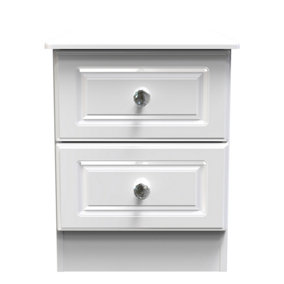 Windsor 2 Drawer Bedside Cabinet in White Gloss (Ready Assembled)