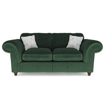 Windsor 2 Seater Bottle Green  Sofa - Brown Feet