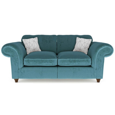 Windsor 2 Seater Teal Sofa - Brown Feet