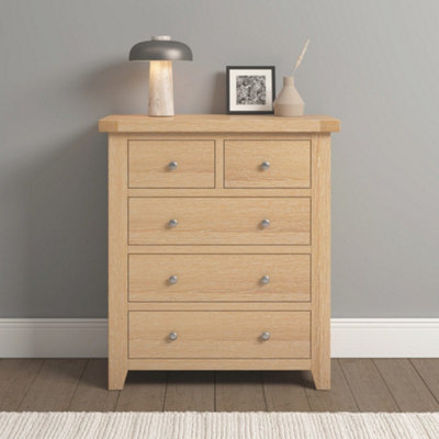 Windsor 3+2 Drawer Chest Natural Oak Fully Assembled