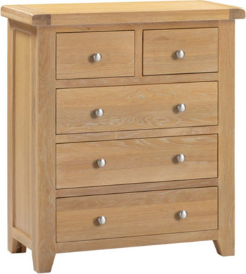 Windsor 3+2 Drawer Chest Natural Oak Fully Assembled