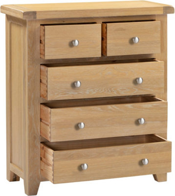 Windsor 3+2 Drawer Chest Natural Oak Fully Assembled