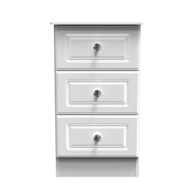 Windsor 3 Drawer Bedside Cabinet in White Gloss (Ready Assembled)