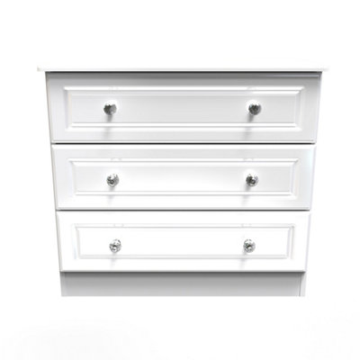 Windsor 3 Drawer Chest in White Gloss (Ready Assembled)