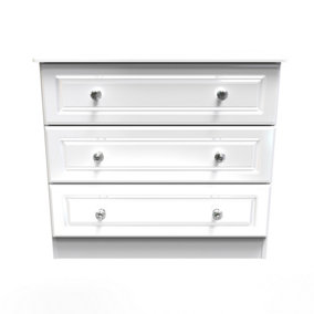 Windsor 3 Drawer Chest in White Gloss (Ready Assembled)