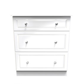Windsor 3 Drawer Deep Chest in White Gloss (Ready Assembled)