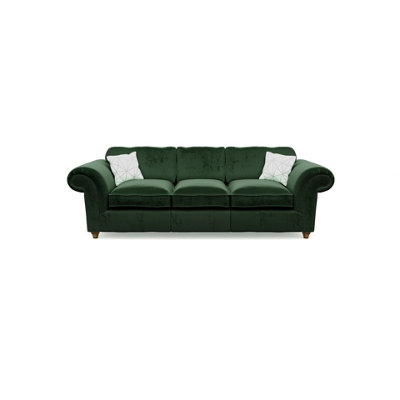 Windsor 3 Seater Bottle Green  Sofa - Brown Feet