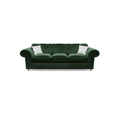 Windsor 3 Seater Bottle Green  Sofa - Silver Feet