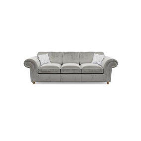 Windsor 3 Seater Silver Sofa - Brown Feet