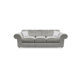 Windsor 3 Seater Silver Sofa - Silver Feet