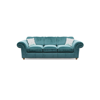 Windsor 3 Seater Teal Sofa - Brown Feet