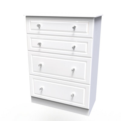 Windsor 4 Drawer Deep Chest in White Gloss (Ready Assembled)