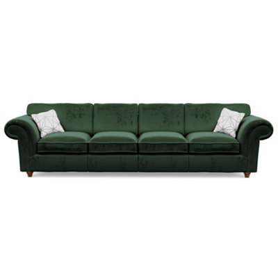 Windsor 4 Seater Bottle Green  Sofa - Brown Feet