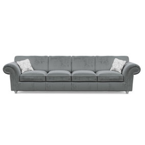 Windsor 4 Seater Granite Sofa - Silver Feet