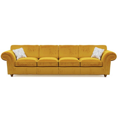 Windsor 4 Seater Saffron Sofa - Brown Feet