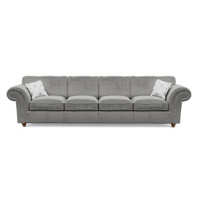 Windsor 4 Seater Silver Sofa - Brown Feet