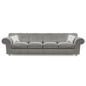 Windsor 4 Seater Silver Sofa - Silver Feet