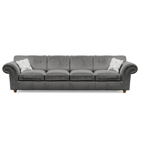 Windsor 4 Seater Steel Sofa - Brown Feet