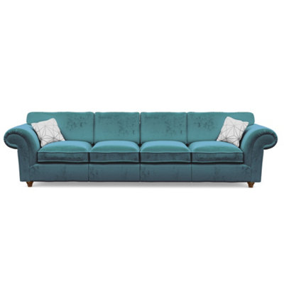 Windsor 4 Seater Teal Sofa - Brown Feet