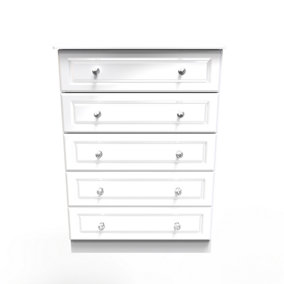 Windsor 5 Drawer Chest in White Gloss (Ready Assembled)