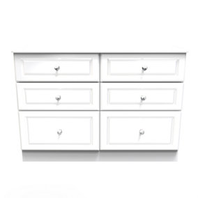 Windsor 6 Drawer Wide Chest in White Gloss (Ready Assembled)