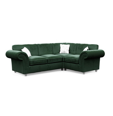 Windsor Bottle Green Small Corner Sofa - Silver Feet