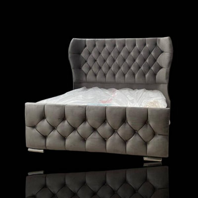 Windsor Chesterfield Upholstered Wingback Bed - Add Professional ...