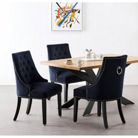 Windsor Duke Lux Dining Set, a Table with 4 Chairs, Oak Table & Black Chairs
