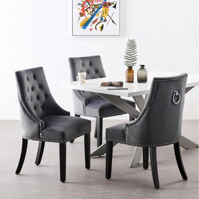 Windsor Duke Lux Dining Set, a Table with 4 Chairs, White Table & Dark Grey Chairs
