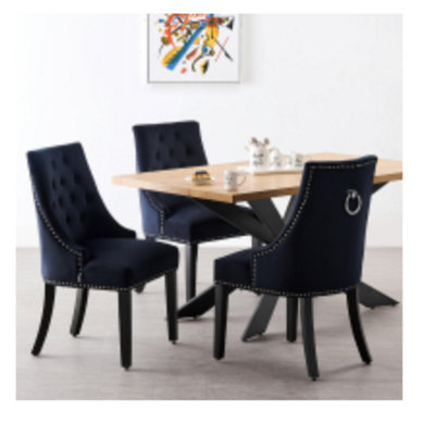 Windsor Duke LUX Dining Set Includes an Oak Dining Table and Set of 6 Black Chairs