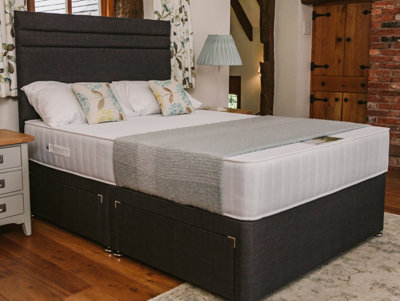 Windsor Extra Firm High Density Foam Supreme Divan Bed Set 2FT6 Small Single 2 Drawers Side - Naples Slate