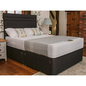 Windsor Extra Firm High Density Foam Supreme Divan Bed Set 5FT King 4 Drawers - Naples Slate