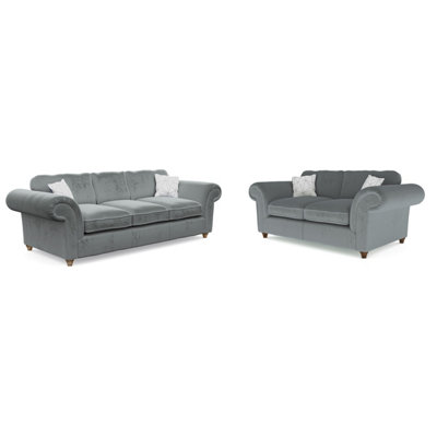 Windsor Granite 3 Seater & 2 Seater Sofas - Brown Feet