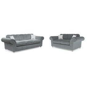 Windsor Granite 3 Seater & 2 Seater Sofas - Silver Feet