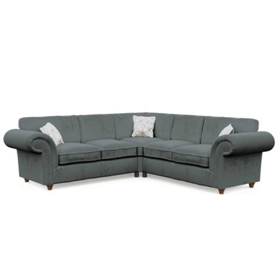 Windsor Granite Large Corner Sofa - Brown Feet