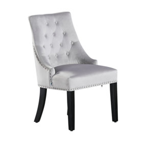 Windsor LUX Light velvet dining chair Single, Light Grey