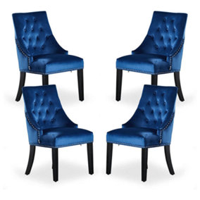 Windsor LUX velvet dining chair Set of 4, Blue