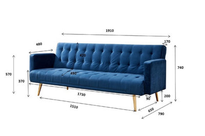 Blue click online clack sofa bed