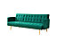 Windsor Luxury Fabric Sofa Bed Green Velvet with Metal Gold Legs Clic Clac Sofabed Tufted Button Backrest Seat Track Armrests
