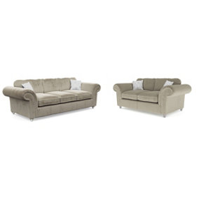 Windsor Mink 3 Seater & 2 Seater Sofas - Silver Feet