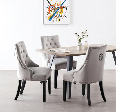 Windsor Rocco Duke LUX Dining Set, a Oak Dining Table with 4 Light Grey Dining Chairs