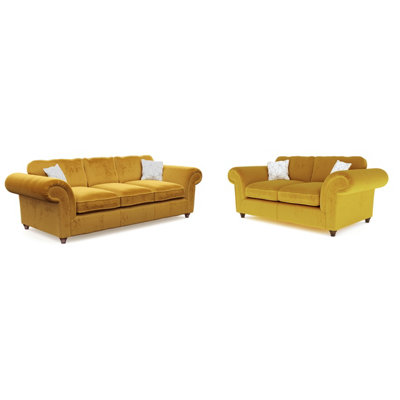 Windsor Saffron 3 Seater & 2 Seater Sofas - Brown Feet