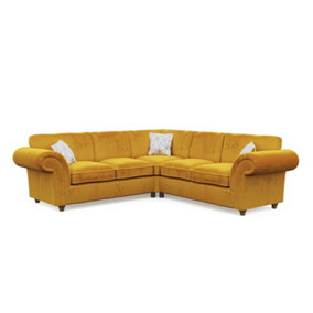 Windsor Saffron Large Corner Sofa - Brown Feet