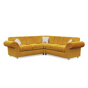 Windsor Saffron Large Corner Sofa - Silver Feet