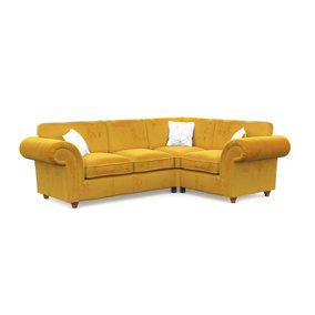 Windsor Saffron Small Corner Sofa - Brown Feet