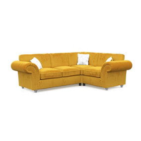 Windsor Saffron Small Corner Sofa - Silver Feet