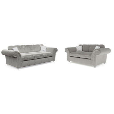 Windsor Silver 3 Seater & 2 Seater Sofas - Silver Feet