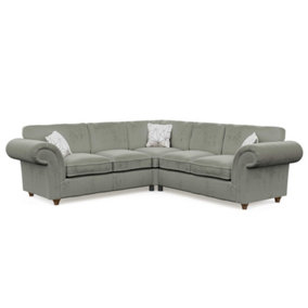 Windsor Silver Large Corner Sofa - Brown Feet