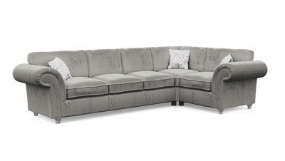 Windsor Silver Large Corner Sofa - Silver Feet