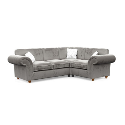 Windsor Silver Small Corner Sofa - Brown Feet